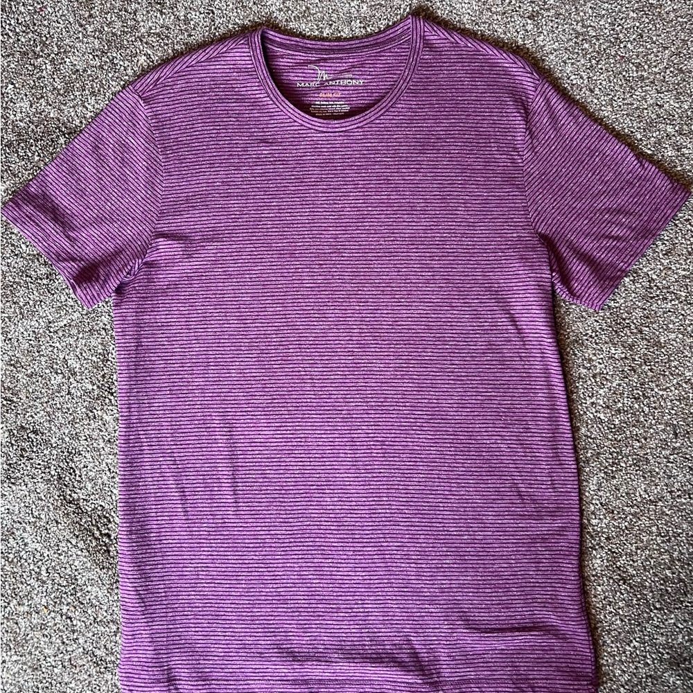 Marc Anthony Luxury Tee Slim Fit Shirt - Charcoal Space Dye - Large